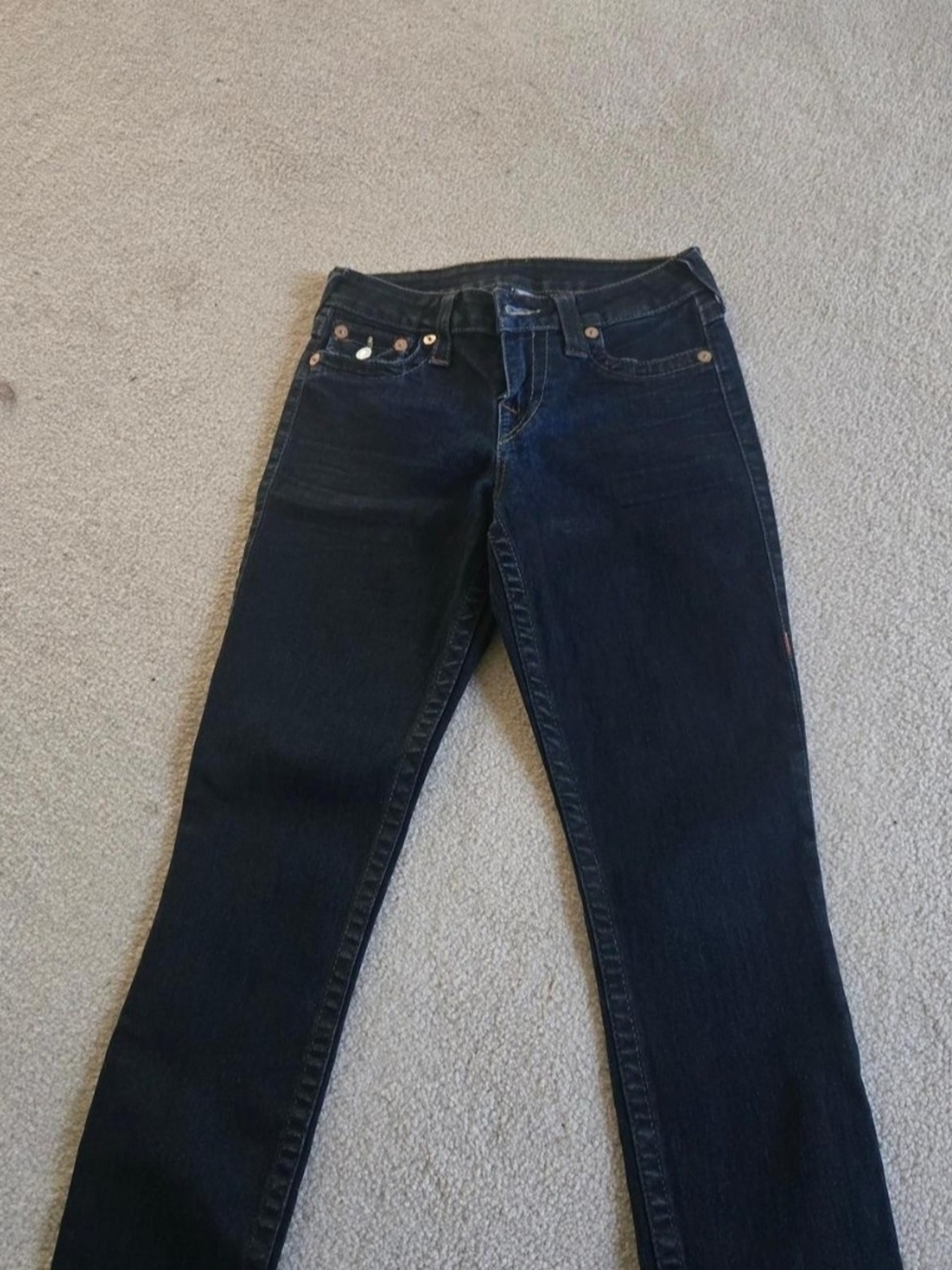 True Religion Women's Dark Indigo Straight Leg Jeans